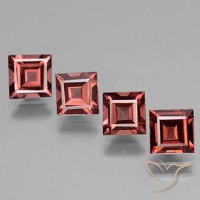 2.96 ctw Red Rhodolite Garnet Stones, Natural Rhodolite Garnet in Square Facet Shape for Sale