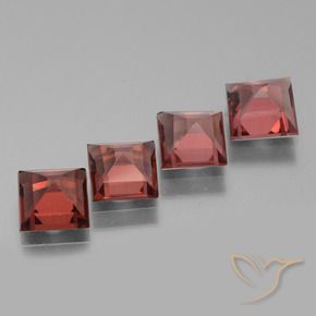 Rhodolite Garnet Gemstones in 5 x 5 mm (calibrated) Size for Sale, Rhodolite Garnet Stones in Deep Brick Red Color