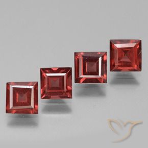 2.93 ctw Red Rhodolite Garnet Stones, Natural Rhodolite Garnet in Square Facet Shape for Sale