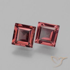 1.40 ctw Red Rhodolite Garnet Stones, Natural Rhodolite Garnet in Square Facet Shape for Sale