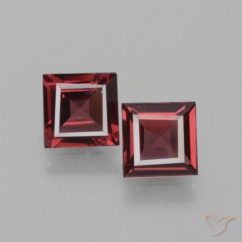 1.37ctw Natural Medium Red Rhodolite Garnet, Square, VS