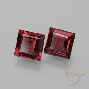 1.37 ctw Red Rhodolite Garnet Stones, Natural Rhodolite Garnet in Square Facet Shape for Sale