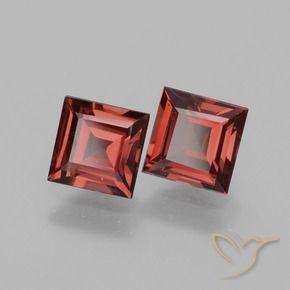 1.52 ctw Red Rhodolite Garnet Stones, Natural Rhodolite Garnet in Square Facet Shape for Sale
