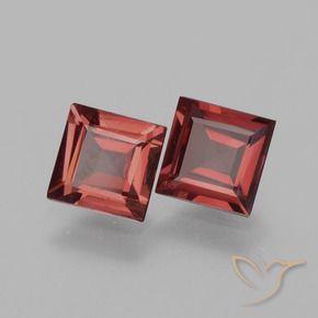 1.47 ctw Red Rhodolite Garnet Stones, Natural Rhodolite Garnet in Square Facet Shape for Sale