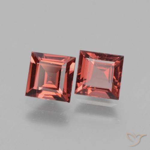 1.51 ctw Red Rhodolite Garnet Stones, Natural Rhodolite Garnet in Square Facet Shape for Sale