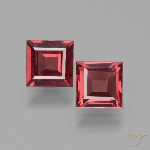 1.4 ct Square Cut Rhodolite Garnet, 5.1 x 5.1 mm From Mozambique, Photo A