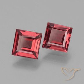 1.40 ctw Red Rhodolite Garnet Stones, Natural Rhodolite Garnet in Square Facet Shape for Sale