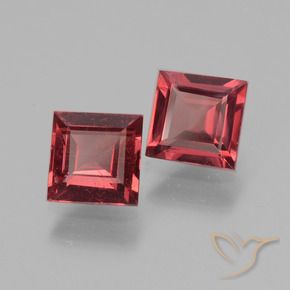 1.49 ctw Red Rhodolite Garnet Stones, Natural Rhodolite Garnet in Square Facet Shape for Sale