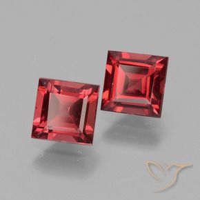 1.50 ctw Red Rhodolite Garnet Stones, Natural Rhodolite Garnet in Square Facet Shape for Sale