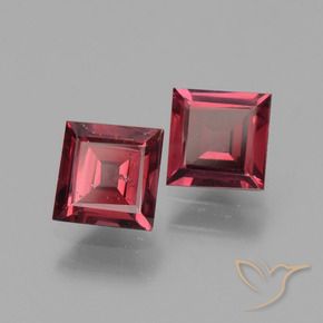 1.50 ctw Red Rhodolite Garnet Stones, Natural Rhodolite Garnet in Square Facet Shape for Sale