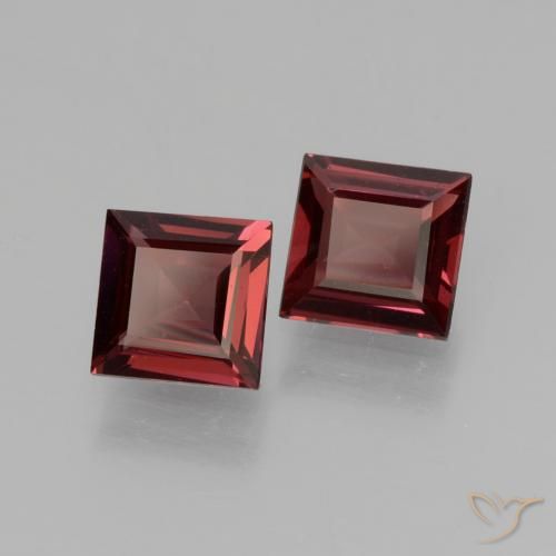 1.43 ctw Red Rhodolite Garnet Stones, Natural Rhodolite Garnet in Square Facet Shape for Sale
