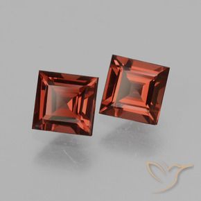1.48 ctw Red Rhodolite Garnet Stones, Natural Rhodolite Garnet in Square Facet Shape for Sale