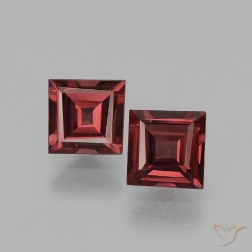 1.48 ct Square Cut Rhodolite Garnet, 5.1 x 4.9 mm From Mozambique, Photo A