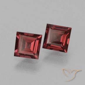 1.48 ctw Red Rhodolite Garnet Stones, Natural Rhodolite Garnet in Square Facet Shape for Sale