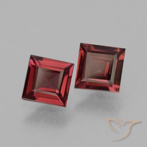 1.45 ctw Red Rhodolite Garnet Stones, Natural Rhodolite Garnet in Square Facet Shape for Sale