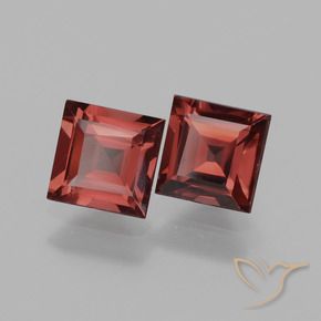 1.62 ctw Red Rhodolite Garnet Stones, Natural Rhodolite Garnet in Square Facet Shape for Sale