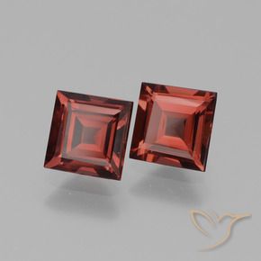 1.42 ctw Red Rhodolite Garnet Stones, Natural Rhodolite Garnet in Square Facet Shape for Sale