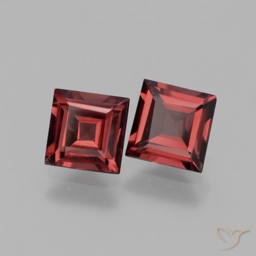 1.38 ctw Red Rhodolite Garnet Stones, Natural Rhodolite Garnet in Square Facet Shape for Sale
