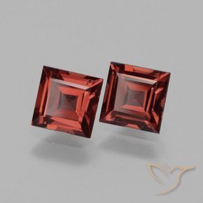 1.50 ctw Red Rhodolite Garnet Stones, Natural Rhodolite Garnet in Square Facet Shape for Sale