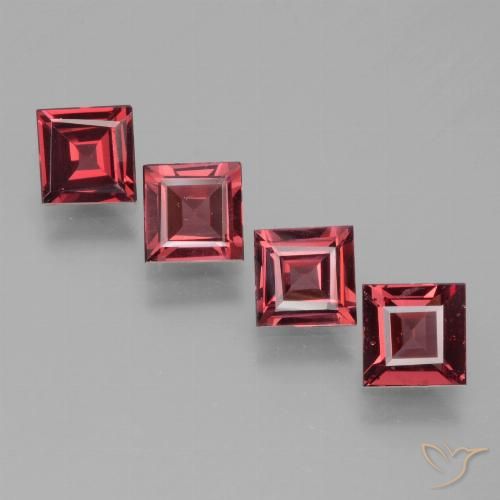 2.52ctw Natural Medium Red Rhodolite Garnet, Square, VS
