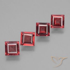 2.33 ctw Red Rhodolite Garnet Stones, Natural Rhodolite Garnet in Square Facet Shape for Sale