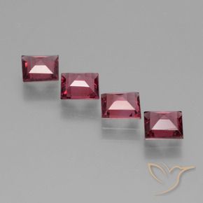 Rhodolite Garnet Gemstones in 4.8 x 4.7 mm Size for Sale, Rhodolite Garnet Stones in Pinkish Red Color