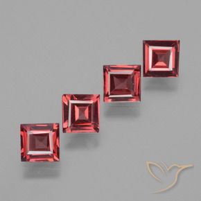 2.06 ctw Red Rhodolite Garnet Stones, Natural Rhodolite Garnet in Square Facet Shape for Sale