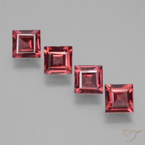 2.54ctw Natural Pinkish Red Rhodolite Garnet, Square, VS
