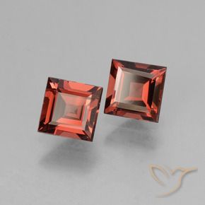 1.55 ctw Red Rhodolite Garnet Stones, Natural Rhodolite Garnet in Square Facet Shape for Sale