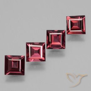 2.58 ctw Red Rhodolite Garnet Stones, Natural Rhodolite Garnet in Square Facet Shape for Sale