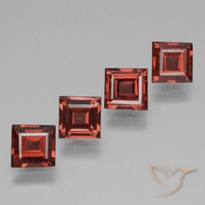 2.43 ctw Red Rhodolite Garnet Stones, Natural Rhodolite Garnet in Square Facet Shape for Sale