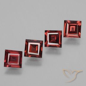 2.70 ctw Red Rhodolite Garnet Stones, Natural Rhodolite Garnet in Square Facet Shape for Sale