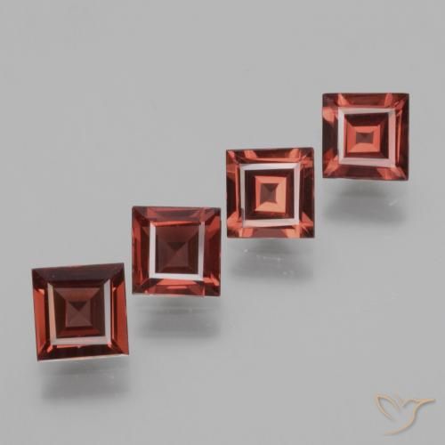 2.60 ctw Red Rhodolite Garnet Stones, Natural Rhodolite Garnet in Square Facet Shape for Sale