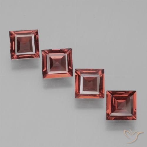 2.38ctw Natural Medium Red Rhodolite Garnet, Square, VS