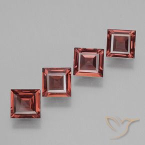 2.38 ctw Red Rhodolite Garnet Stones, Natural Rhodolite Garnet in Square Facet Shape for Sale