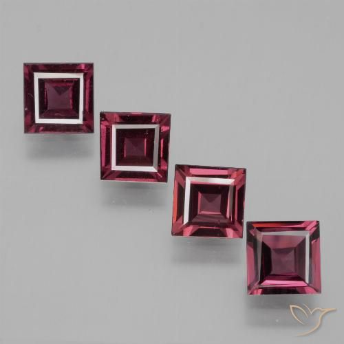 2.69ctw Natural Medium Red Rhodolite Garnet, Square, VS