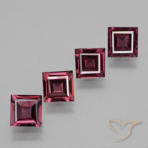 2.69 ctw Red Rhodolite Garnet Stones, Natural Rhodolite Garnet in Square Facet Shape for Sale