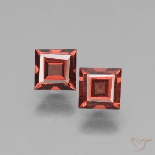 1.39 ct Square Cut Rhodolite Garnet, 4.9 x 4.8 mm From Mozambique, Photo A