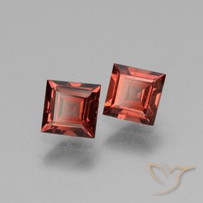 1.39 ctw Red Rhodolite Garnet Stones, Natural Rhodolite Garnet in Square Facet Shape for Sale