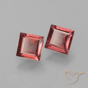 1.39 ctw Red Rhodolite Garnet Stones, Natural Rhodolite Garnet in Square Facet Shape for Sale