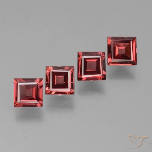 2.33 ctw Red Rhodolite Garnet Stones, Natural Rhodolite Garnet in Square Facet Shape for Sale