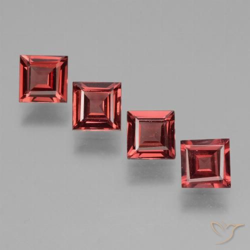 2.62ctw Natural Medium Red Rhodolite Garnet, Square, VS