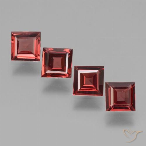 2.20ctw Natural Medium Red Rhodolite Garnet, Square, VS