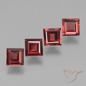 2.20 ctw Red Rhodolite Garnet Stones, Natural Rhodolite Garnet in Square Facet Shape for Sale