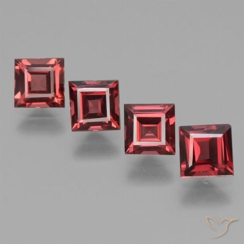 2.81ctw Natural Medium Red Rhodolite Garnet, Square, VS