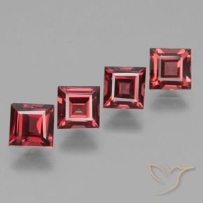 2.81 ctw Red Rhodolite Garnet Stones, Natural Rhodolite Garnet in Square Facet Shape for Sale