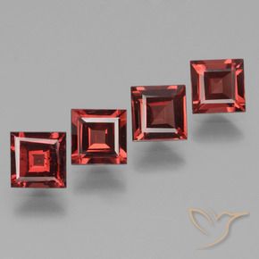 2.65 ctw Red Rhodolite Garnet Stones, Natural Rhodolite Garnet in Square Facet Shape for Sale