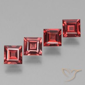 2.81 ctw Red Rhodolite Garnet Stones, Natural Rhodolite Garnet in Square Facet Shape for Sale