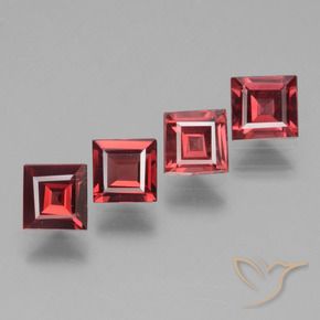 2.30 ctw Red Rhodolite Garnet Stones, Natural Rhodolite Garnet in Square Facet Shape for Sale
