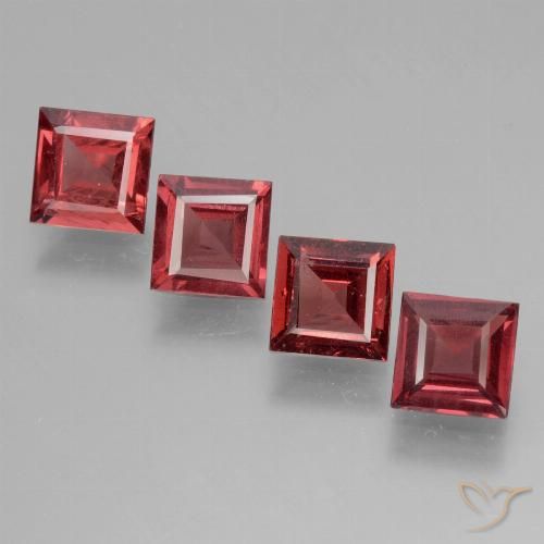 2.60ctw Natural Deep Red Rhodolite Garnet, Square, VS